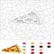 Color by number educational game for kids. Pizza with salami, to