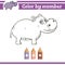 Color by numbers. Coloring page for preschool children. Learn numbers for kindergartens. Educational game.