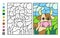 Color by numbers cow in the meadow. Puzzle game for children education, colors for drawing and learning mathematics