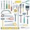 Color outline various house remodel instruments set