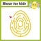 Color oval labyrinth. Kids worksheets. Activity page. Game puzzle for children. Cute egg, Easter, holiday. Maze conundrum. Vector