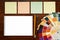 Color palette guide on the wooden background and notepad. mockup, template.