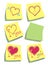 Color paper post-it notes with hearts.