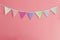 Color party bunting banner cotton triangle flag over red wall