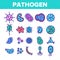 Color Pathogen Elements Vector Sign Icons Set