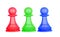 The color pawns, chess pieces