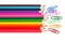 Color pencils and paper clips, office stationery