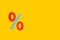 Color percent sign on a yellow background