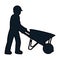 Color pictogram laborer with wheelbarrow equipment maintenance