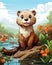 Color picture of an otter in a cartoon style.