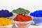 Color pigments in glass bowls