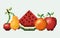 Color pixelated set collection fruits