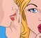 Color Pop Art illustration of two gossiping women.