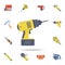 color portable drill icon. Detailed set of color construction tools. Premium graphic design. One of the collection icons for