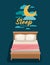 Color poster scene night landscape of bed sleep time