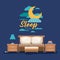 Color poster scene night landscape of bedroom sleep time