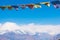 Color prayer flags on the mountain in Nepal