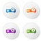 Color Presentation, movie, film, media projector icon isolated on white background. Set icons in circle buttons. Vector