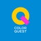 Color Quest emblem. Q letter emblem. Q logo kids store.