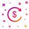 Color Refund money icon on white background. Financial services, cash back concept, money refund, return on investment