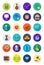 Color round economy icons set