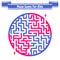 Color round maze. Painted in different colors. Game for kids and adults. Puzzle for children. Labyrinth conundrum. Flat vector