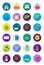 Color round shopping icons set