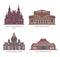 Color Russia architecture landmarks in thin line