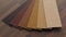 Color samples of wooden laminate floor. 3D rendered illustration.