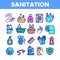 Color Sanitation Elements Icons Set Vector