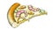 Color Seafood Italian Slice Pizza Hand Drawn Vector