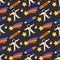 Color seamless spacecraft pattern. Kids futuristic galaxy doodle. Imagination space rocket, astronaut adventure dream