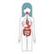 Color sections silhouette female person with internal organs system of human body