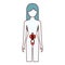 Color sections silhouette of female person with renal system human body