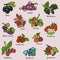 Color set of berries, cartoon stickers for children