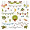 Color set of Christmas items. Cartoon collection of vector design elements