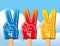 Color set of foam hand.