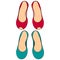 Color set of two pairs of women`s shoes without heels 2