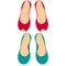 Color set of two pairs of women`s shoes without heels