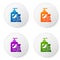 Color Shaving gel foam and brush icon isolated on white background. Shaving cream. Set icons in circle buttons. Vector