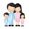 color silhouette faceless family in formal clothes with son and daughter