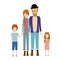 color silhouette family with redhead and dad with beard and glasses and hat