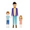 color silhouette with kids and dad with beard and glasses and hat and redhead