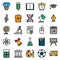 Color simple icon collection. School education.