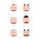 The color of the skin emoticons with different emotions. Six kinds of vector.