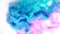 Color smoke cloud. Blue pink glitter ink spreading in water