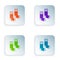 Color Socks icon isolated on white background. Set colorful icons in square buttons. Vector
