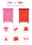 Color sorting game for preschool kids. Pink or red