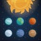 Color space landscape background with solar system and planets