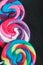 Color spiral sweets Lollipops. background